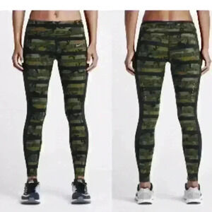 Nike Women's Dri-Fit Clash Epic Lux Running Crop Pants-Militia Green/Black-Small
